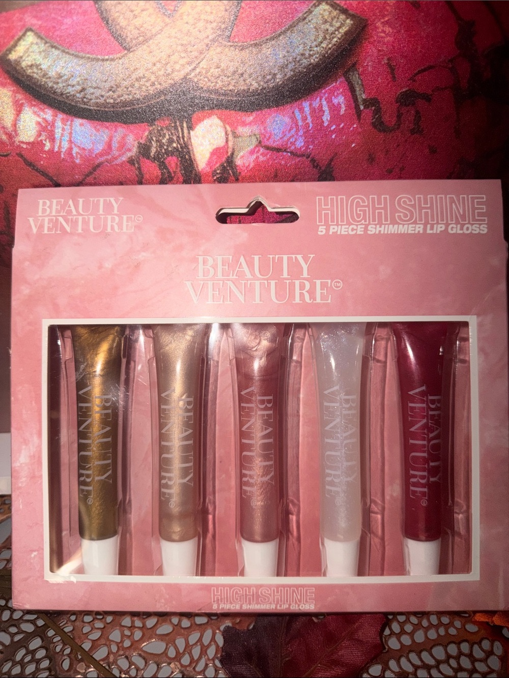 Beauty Venture High Shine 5-Piece Shimmer Lip Gloss Set - Pink (5)Shades